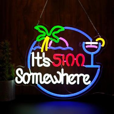 Imagem de PIPROX São 5 Horas Da Tarde Em Algum Lugar, Letreiro De Neon, Luz Noturna Para Bar, Clube, Quarto, Hotel, Pub, Café, Casamento, Festa Aniversário, Presentes