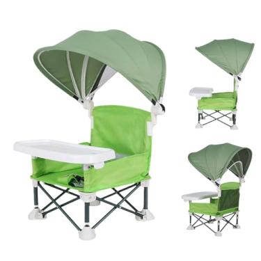 Imagem de Cadeira de Alimentação Portátil para Bebé, Assento Portátil para Criança com Bandeja Amovível, Cadeira Dobrável Para Bebé Com Cobertura Para Exterior Casa Praia Campismo Piquenique
