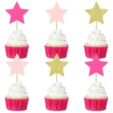 Imagem de Ercadio 36 PCS Little Star Cupcake Toppers Golg Glitter Twinkle Star Cupcake Picks Wedding Engagement Bridal Shower Baby Shower Birthday Party Cake Decorations Supplies