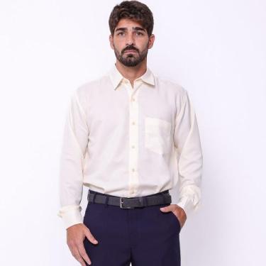 Imagem de Camisa Masculina Social Tecido Microfibra Perola Manga Longa - Blink J