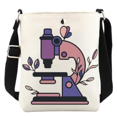 Imagem de WCGXKO Bolsa tiracolo para presente para professores de ciências Microbiologia Mercadoria Microscópio Bolsa tiracolo Biologia, Science Xk