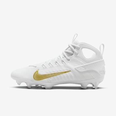 Imagem de Nike Chuteiras de lacrosse Huarache 9 Elite LAX (FD0088-100, branco/branco metálico), Branco/Branco/Ouro metálico vívido, 10.5