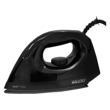 Imagem de Ferro de Passar a Seco Mallory easy pass 1250W, Base Antiaderente, Preto