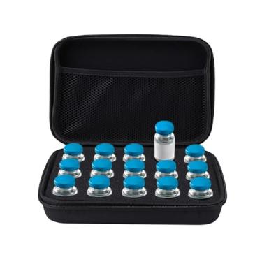 Imagem de Estojo de transporte com 15 compartimentos para diabéticos, peptídeo de insulina e peptídeo, estojo protetor de armazenamento, serve para frascos padrão de 10 ml, estojo organizador de kits de viagem