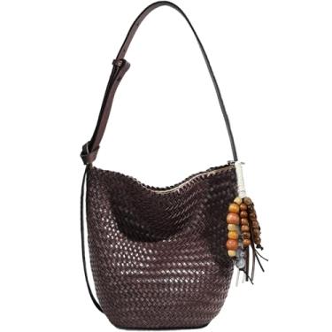 Imagem de JINMANXUE Sacola de tecido para mulheres, bolsa feminina e bolsas, bolsa fashion para cesta de vegetais, bolsas transversais de ombro casual, Café Mocha