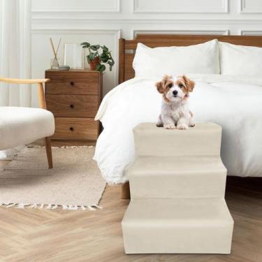 Imagem de Escada Para Pet 3 Degraus Veludo Bege - New Haus