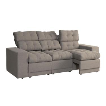 Imagem de Sofá 3 Lugares Retrátil e Reclinável Baden Linho Cinza 230 cm