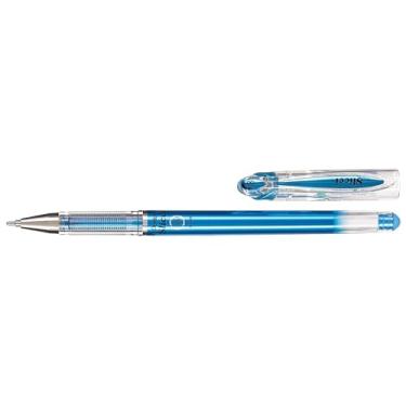Imagem de Pentel Caneta de gel com ponta de agulha metálica de 0,8 mm, tinta azul metálico, caixa com 12 (BG208-MC)