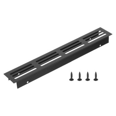 Imagem de PATIKIL Tampa de saída de ar da porta, 20 x 3,5 cm (dimensões externas), grade de ventilação com venezianas de alumínio, ventilação retangular com parafusos de montagem para armário de sapatos, preto