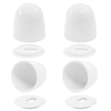 Imagem de Zorfeter Pacote com 4 tampas de parafuso de vaso sanitário, tampas de vaso sanitário redondas de plástico push-on, arruelas extras, fácil instalação, 3 cm de altura para casa/escritório
