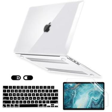 Imagem de Capa transparente para MacBook Pro de 16 polegadas M4 A3403 A3186 M3 A2991 M2 A2780 M1 A2485 Pro/Max versão 2025-2021 com Touch ID, capa rígida de plástico 5 em 1, capa de teclado, protetor de tela e