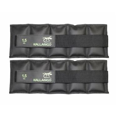 Imagem de Caneleira Kallango Profissional Emborrachada Preta 1,5kg Par - Kallang