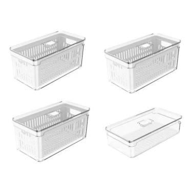 Imagem de Kit 4 Organizador Geladeira Porta Frutas Legumes Verduras