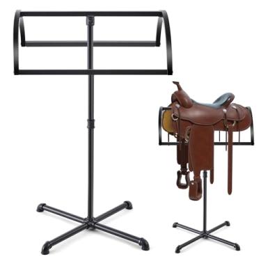 Imagem de Geelin Suporte de sela portátil para sela de cavalo, suporte de cobertor para selas de armazenamento inglês e ocidental, preto, 59,9 cm C x 45,7 cm L x 96,5 cm A