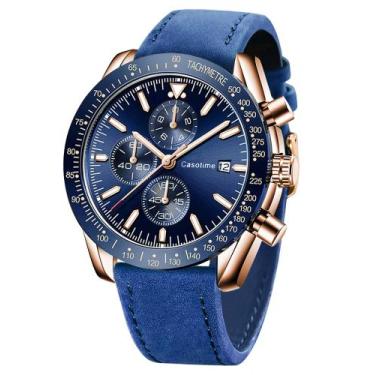 Imagem de Relógio Casotime Chronograph 30m com pulseira de couro impermeável