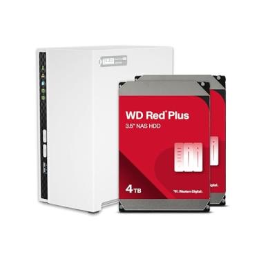 Imagem de QNAP TS-233-24WD-US 2 Bay Home NAS com capacidade de armazenamento de 4 TB, pacote HDD RAID 1 WD Red Plus pré-configurado, com portas de 1 GbE