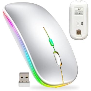 Imagem de Mouse Wireless Recarregável com Iluminação RGB – Design Ultrafino, Clique Silencioso, 2.4GHz, USB, para Notebook, PC e Mac Cor Aleatória (Branco ou Preto) (BRANCO)