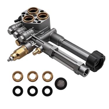 Imagem de Cylinman AR43361 43361 Cabeça de bomba de lavadora de pressão adequada para Annovi Reverberi SRMW2.3G28 SRMW2.4G28 kit de bombas modelo com descarregador e válvula de alívio