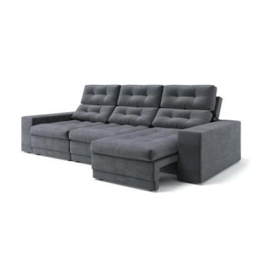 Imagem de Sofá 3 Lugares Retrátil e Reclinável Baden Suede Grafite - Mobly