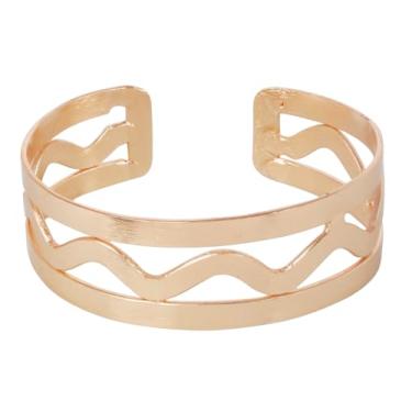 Imagem de Touchstone NOVO Bollywood indiano feito à mão bonito elegante em camadas duplas motivo ondulado acabamento realçador de pulso 1,25 polegadas tamanho livre designer joias punho slip in pulseira para