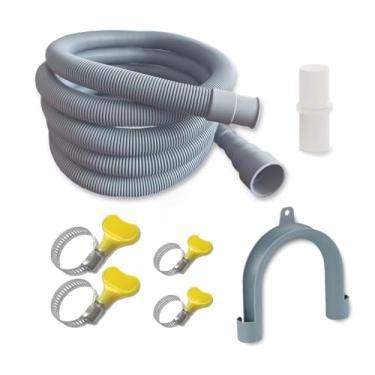 Imagem de DLHMBOQ Kit de extensão de mangueira de drenagem para máquina de lavar roupa de 3 m - universal para lavadora, lava-louças e desumidificador, conjunto de 7 peças com suporte em U, 4 braçadeiras e