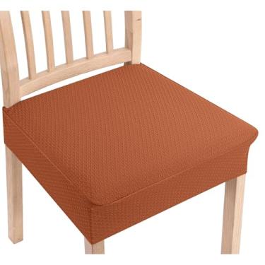 Imagem de Smiry Capas de assento de jacquard elásticas para cadeiras de sala de jantar, conjunto de 6, capas protetoras de assento laváveis removíveis, sem capas traseiras, ferrugem