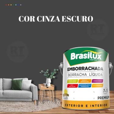 Imagem de Tinta Borracha Líquida Cinza 3.2l Premium Brasilux, CINZA ESCURO