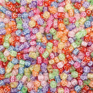 Imagem de Miçanga Passante Dado Smile Acrílico Colorido 6mm 100pçs 20g - Macall
