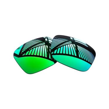Imagem de MYCOURAG Lentes de reposição polarizadas com proteção UV para óculos de sol Oakley Holbrook XXL OO9487 61 mm – Revestimento espelhado esmeralda polarizado