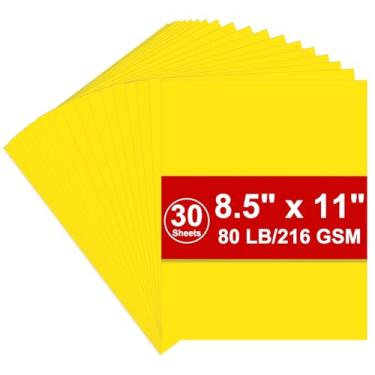 Imagem de Cartolina 8,5 x 11, 216gsm capa cartolina amarela, 36,3 kg, cartolina pesada para impressora, álbum de recortes, Natal (cartolina amarela, 30 folhas)