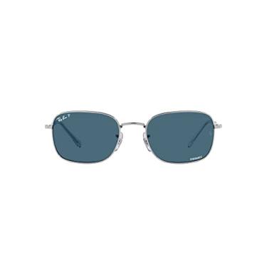 Imagem de Ray-Ban Óculos de sol quadrados femininos Rb3706, Prata/azul polarizado, 54 mm