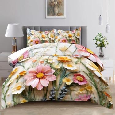 Imagem de Raphus cucullatus Conjunto de edredom floral, tamanho king, flor rosa, botânico, bonito, floral, tamanho king para decoração moderna de casa de fazenda