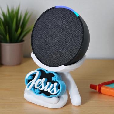 Imagem de Suporte Alexa Echo POP Escultura Robert Plaquinha Jesus e outros. Decoração criativa, música, som, stand de mesa Amazon