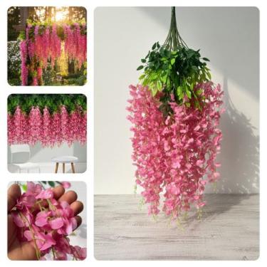 Imagem de Kit Flores Artificiais Pendentes de Cerejeira Galho Grande Decoração S