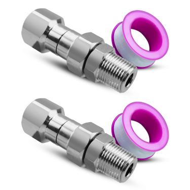 Imagem de ULZOZN Conexões giratórias NPT de 9,5 mm para lavadora de alta pressão, junta giratória flexível de aço inoxidável de 360 graus, 2 peças antitorção de 3/20.3 cm adaptador macho para fêmea para pistola