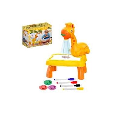 Imagem de Mesa Projetora Infantil Girafa Didática Girafa Com Discos De Imagens E Canetinhas Para Colorir Montessori