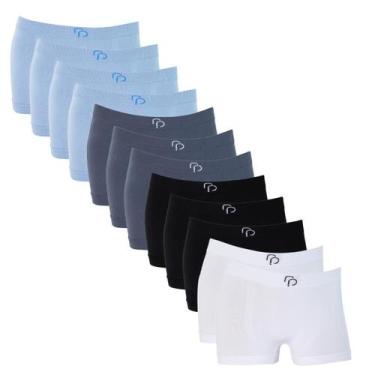Imagem de Kit 12 Cueca Boxer Infantil Lisa Menino Seamless Poliéster - Rafa Pari