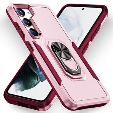 Imagem de SORAKA Capa para Samsung Galaxy S23 Plus com suporte de anel e placa de metal capa rígida de policarbonato macio TPU bumper Slim fit capa protetora à prova de choque anti-impressão digital