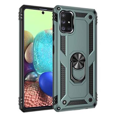 Imagem de SORAKA Capa para Samsung Galaxy A71 5G com suporte de anel capa armadura para Samsung Galaxy A71 5G capa traseira de policarbonato rígido com placa de metal para suporte magnético de telefone carro