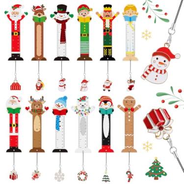 Imagem de Outus 12 marcadores de livro de Natal com pingente fofo, réguas para amantes de livros, Papai Noel, marcadores de livros, presentes para crianças, mulheres, adolescentes, para festas de Natal