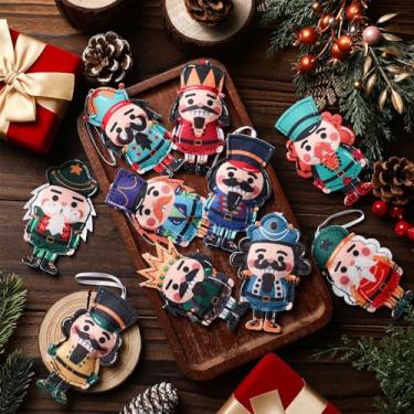 Imagem de Remagr 24 peças de enfeites de quebra-nozes de feltro de Natal pendurados em miniatura, enfeites de árvore de Natal para decoração de festa de Natal em casa
