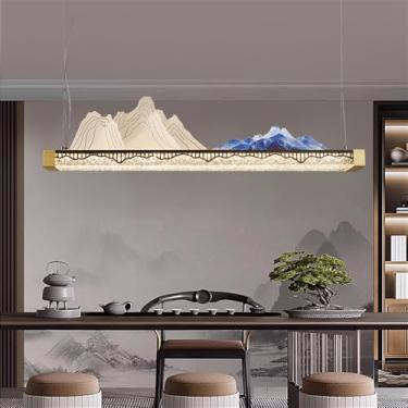 Imagem de OUFULA Contemporâneo LED Restaurante Lâmpada Pingente Estilo Chinês Retro Criatividade Bar Balcão Sala de Estar Quarto Estudo Hotel Chá Lustre (Estilo 33 L120CM)