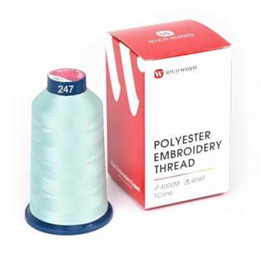 Imagem de Linha de bordado azul selecionada Richword 4000 m (4374Y) 40 WT fio de poliéster 100 cores selecionadas para várias agulhas comerciais e máquina de bordar de agulha única 0247