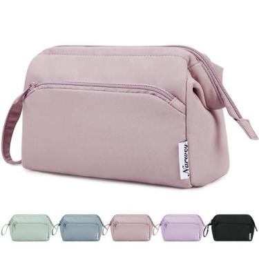 Imagem de Bolsa de maquiagem Narwey Large Dusty Rose para mulheres que viajam