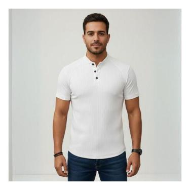 Imagem de Camiseta Masculina Manga Curta Raglan Modelo Henley Premium - Ekko, Br