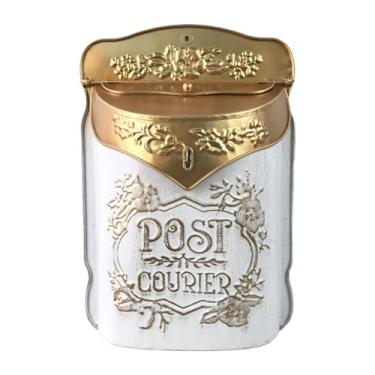 Imagem de Wswqop Caixa de correio com design vintage, coleção de porta-correspondências, caixa de depósito rústica resistente em, de revistas para portão, cerca