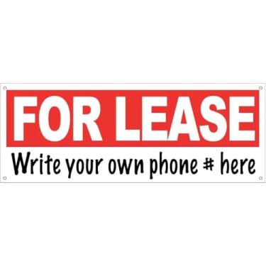 Imagem de 4 Less Co 18 x 48 polegadas para alugar placa de vinil com ilhós de metal (escreva seu próprio telefone nisso) wbv2