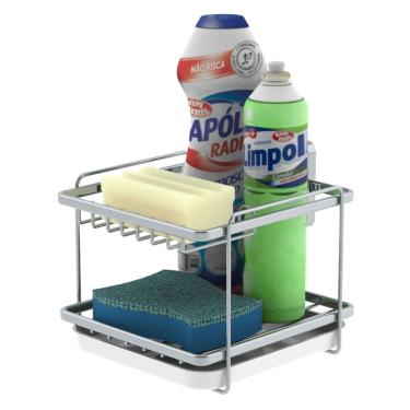 Imagem de Suporte Cozinha Pia Porta Detergente Com Ventosa Cromado