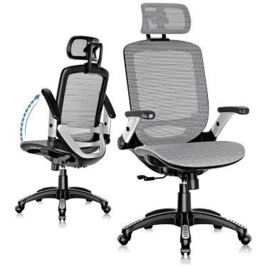 Imagem de Cadeira de Escritório Ajustável Ergonômica Giratória, GABRYLLY, Cinza