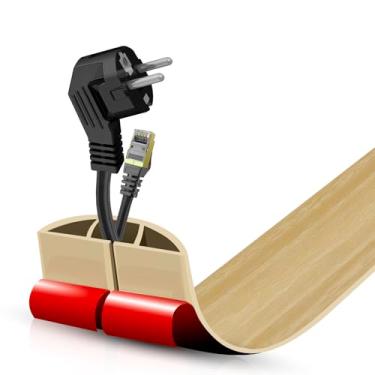 Imagem de Capa de cabo de piso autoadesiva, gerenciamento de cabos de 9 m, protetor de faixa de extensão para fios, evita viagens de cabos para escritórios, academias, exposições. Cavidade: 1,2 cm (L) x 0,35 (A